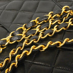 Chanel Shoulder Bag Quilted Lambskin Black Gold — view 8
