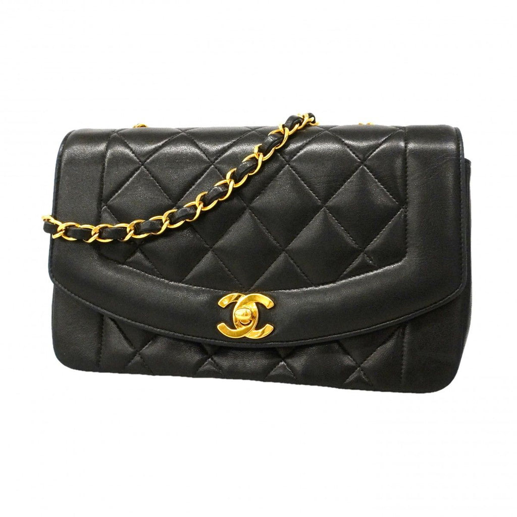 Chanel Shoulder Bag Diana Lambskin Black Gold