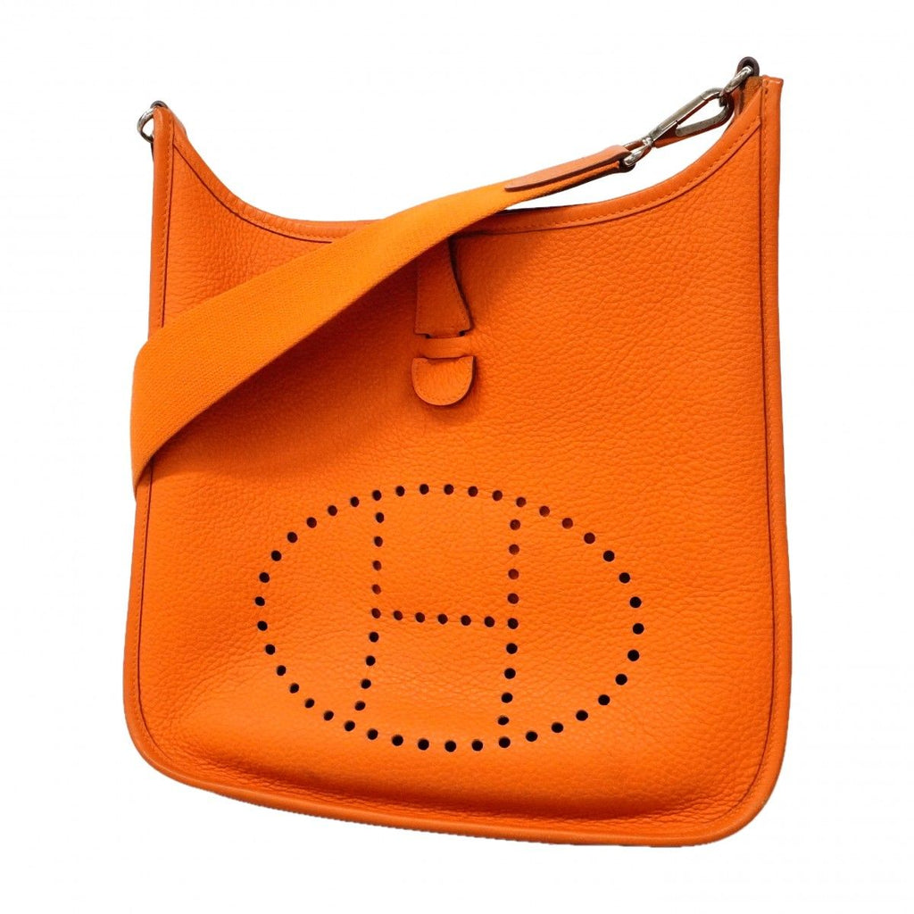 Hermes Shoulder Bag Evelyne Taurillon Clemence Orange Silver