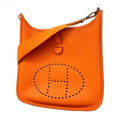 Hermes Shoulder Bag Evelyne Taurillon Clemence Orange Silver