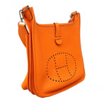 Hermes Shoulder Bag Evelyne Taurillon Clemence Orange Silver — view 2
