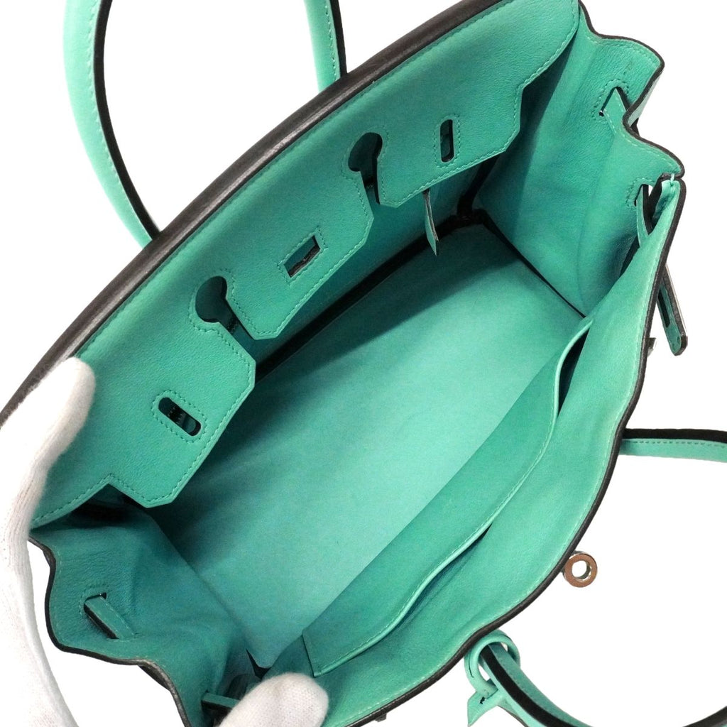 Hermes Handbag Birkin 25 Swift Blue Atoll Silver — view 4
