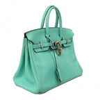 Hermes Handbag Birkin 25 Swift Blue Atoll Silver — view 2