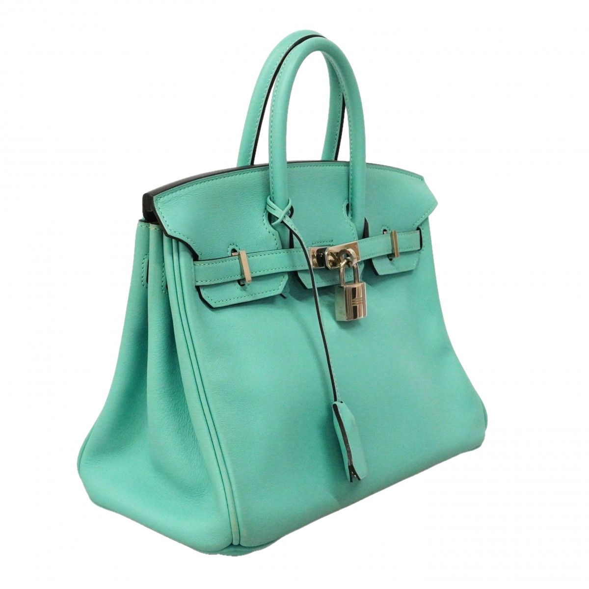 Hermes Handbag Birkin 25 Swift Blue Atoll Silver — view 2
