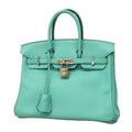 Hermes Handbag Birkin 25 Swift Blue Atoll Silver