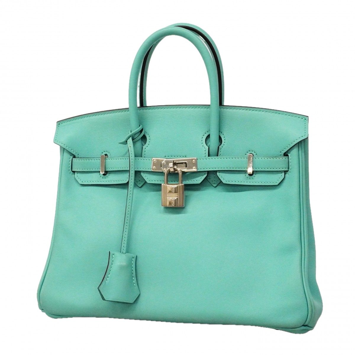 Hermes Handbag Birkin 25 Swift Blue Atoll Silver