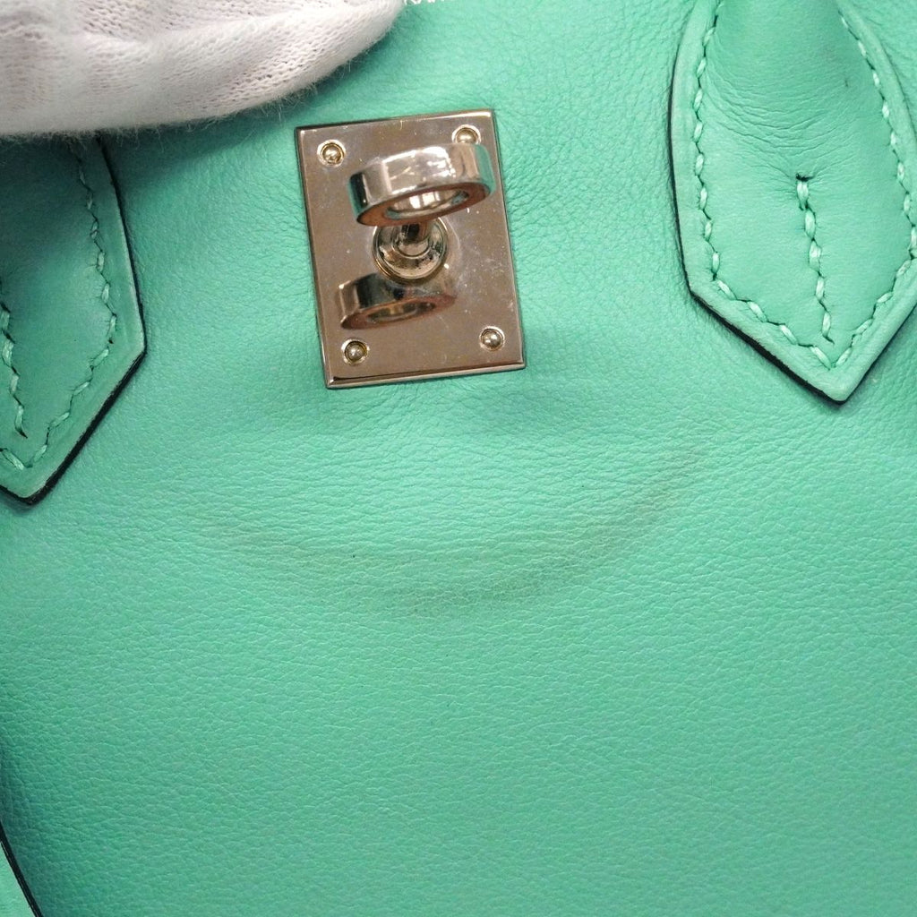 Hermes Handbag Birkin 25 Swift Blue Atoll Silver — view 8