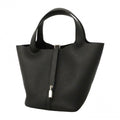 Hermes Handbag Picotin Lock MM Taurillon Clemence Black Silver