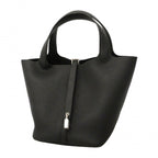 Hermes Handbag Picotin Lock MM Taurillon Clemence Black Silver