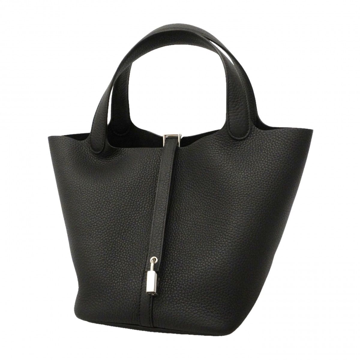 Hermes Handbag Picotin Lock MM Taurillon Clemence Black Silver