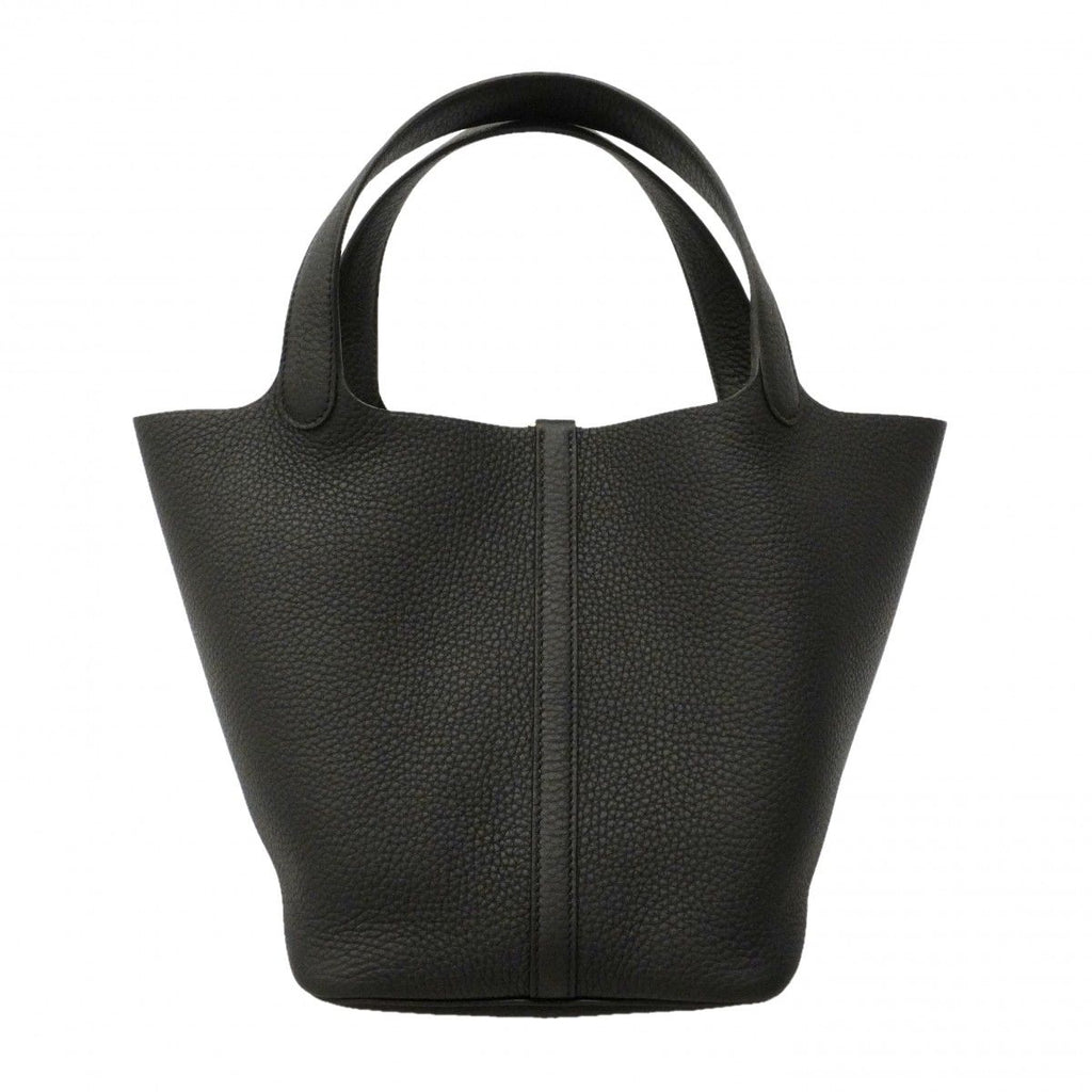 Hermes Handbag Picotin Lock MM Taurillon Clemence Black Silver — view 7