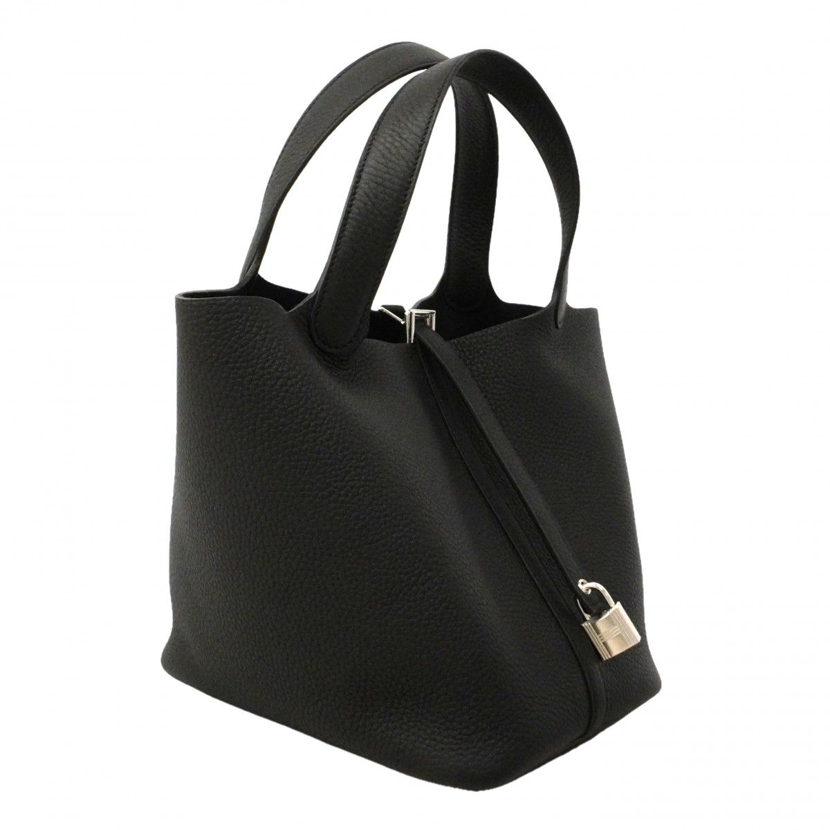 Hermes Handbag Picotin Lock MM Taurillon Clemence Black Silver — view 2