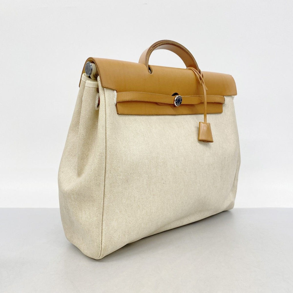 Hermes Handbag Herbag MM Toile Ash Natural Silver 2-Way — view 2
