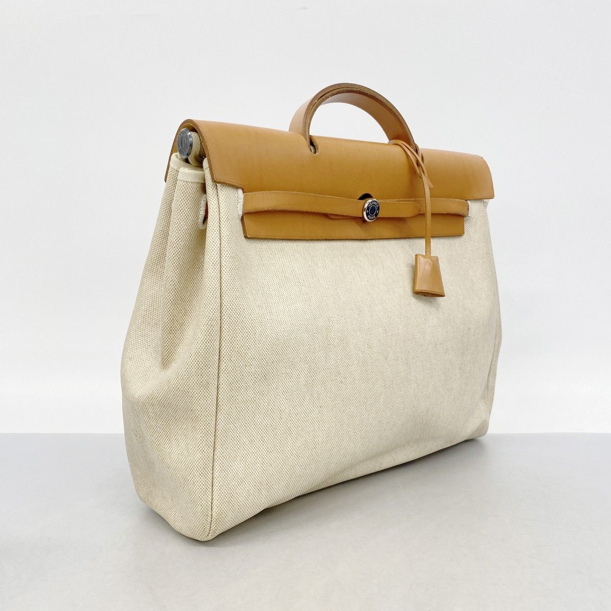 Hermes Handbag Herbag MM Toile Ash Natural Silver 2-Way — view 2