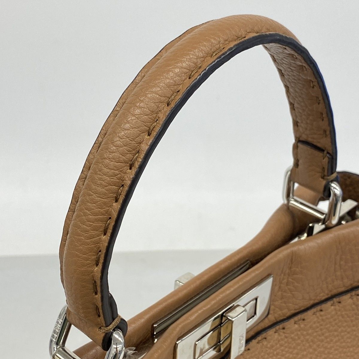 Fendi Handbag Selleria Peekaboo Leather Brown Silver 2-Way — view 8