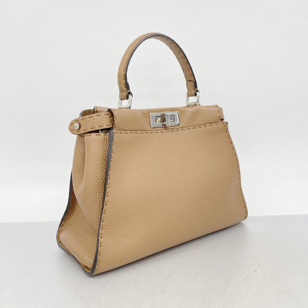 Fendi Handbag Selleria Peekaboo Leather Brown Silver 2-Way — view 2