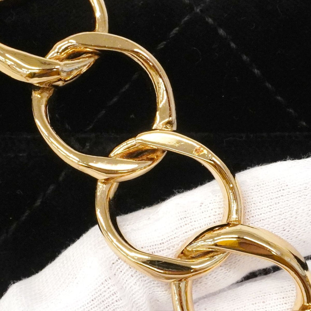 Chanel Handbag Quilted Velour Black Champagne Gold — view 8