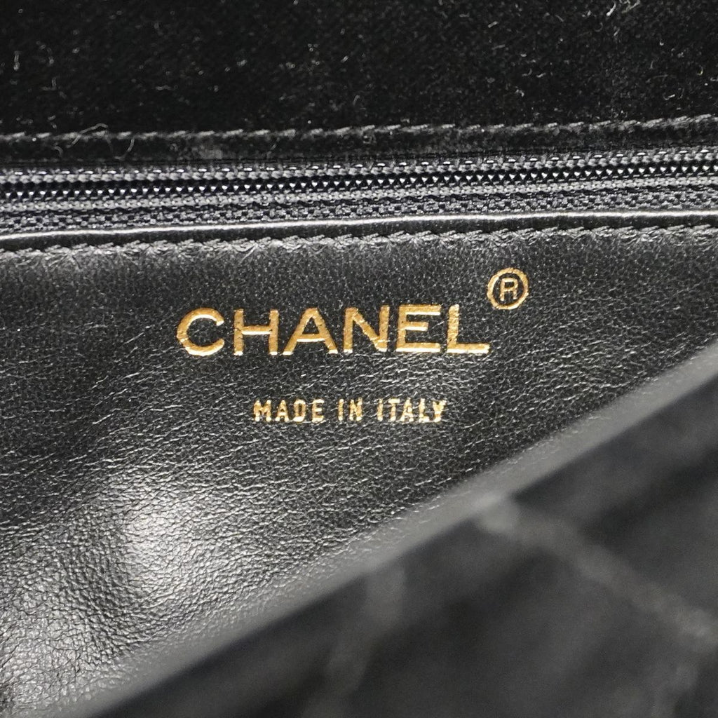 Chanel Handbag Quilted Velour Black Champagne Gold — view 5