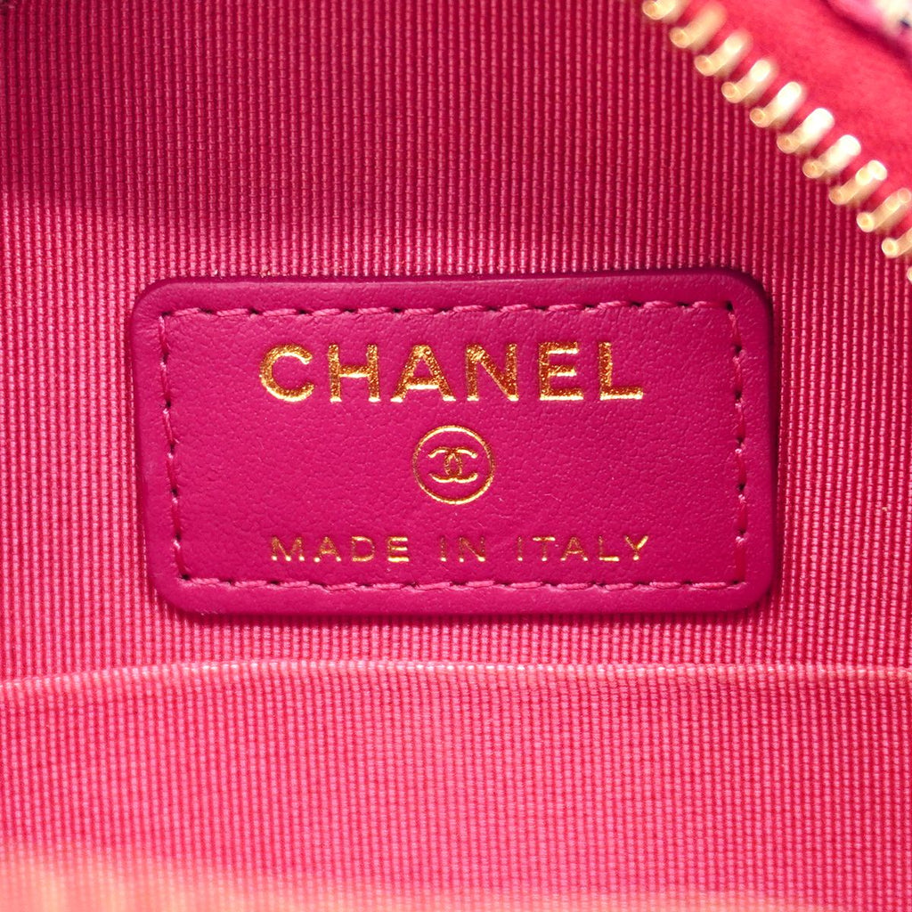 Chanel Shoulder Bag Quilted Tweed Pink Champagne Gold — view 5