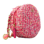Chanel Shoulder Bag Quilted Tweed Pink Champagne Gold — view 2