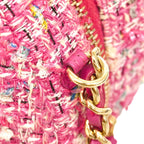 Chanel Shoulder Bag Quilted Tweed Pink Champagne Gold — view 8