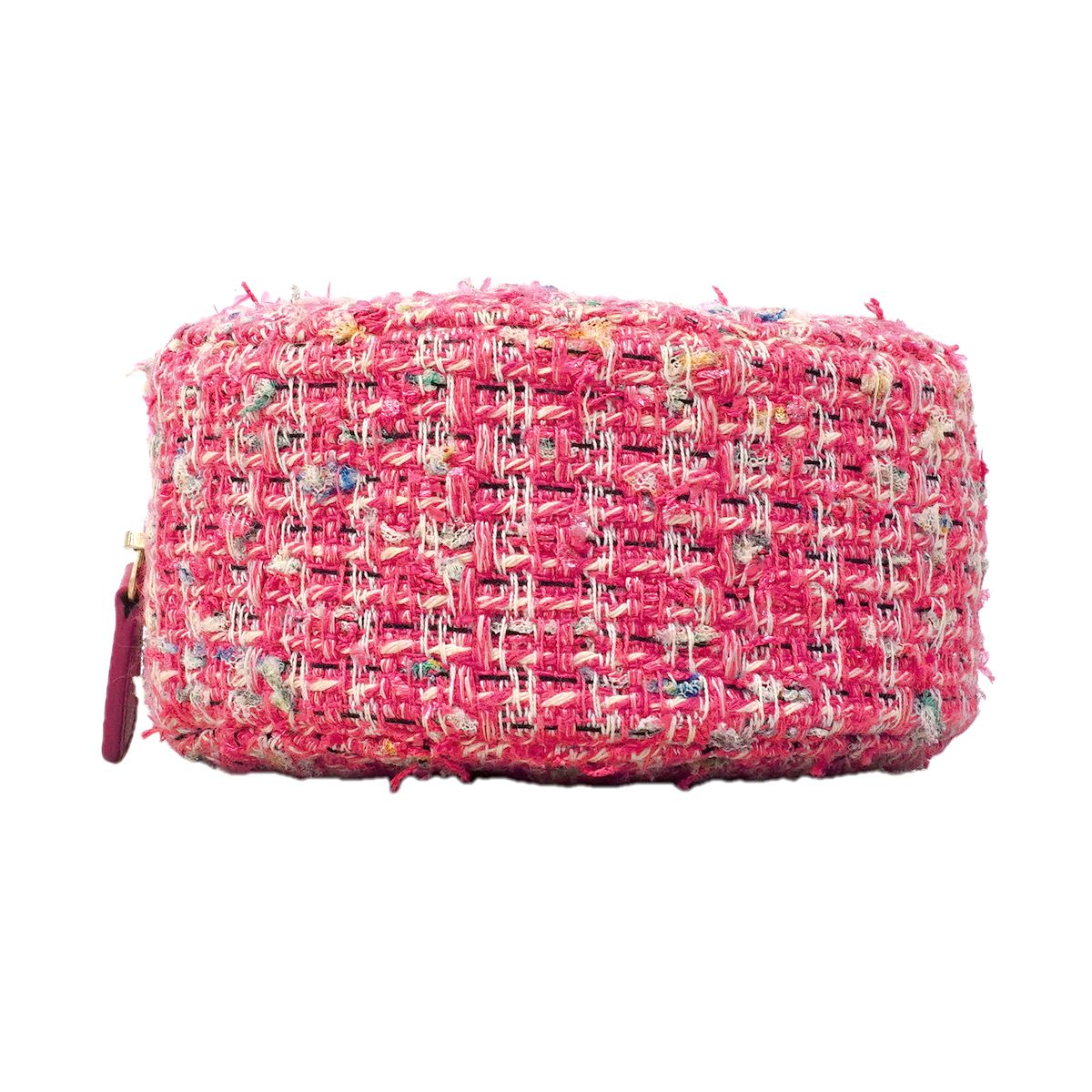 Chanel Shoulder Bag Quilted Tweed Pink Champagne Gold — view 3