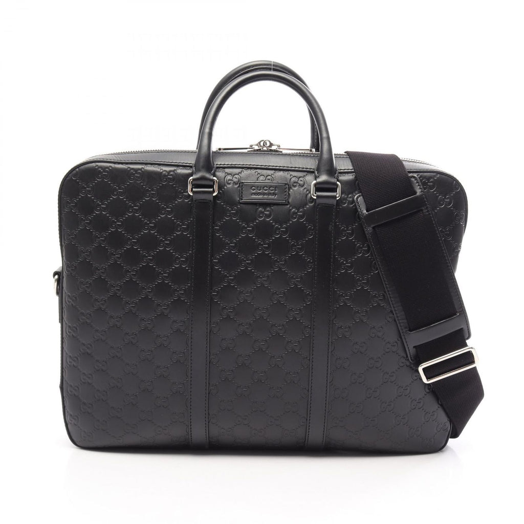 Gucci Briefcase Guccissima 2-Way Black Leather