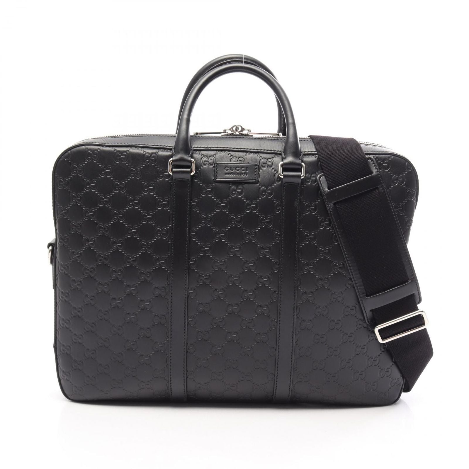 Gucci Briefcase Guccissima 2-Way Black Leather