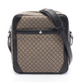 Gucci Shoulder Bag Diamante Beige Black Canvas Leather