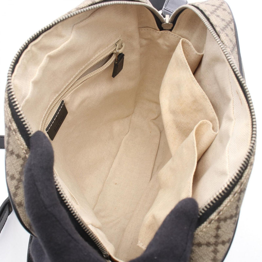 Gucci Shoulder Bag Diamante Beige Black Canvas Leather — view 3