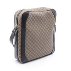 Gucci Shoulder Bag Diamante Beige Black Canvas Leather — view 2