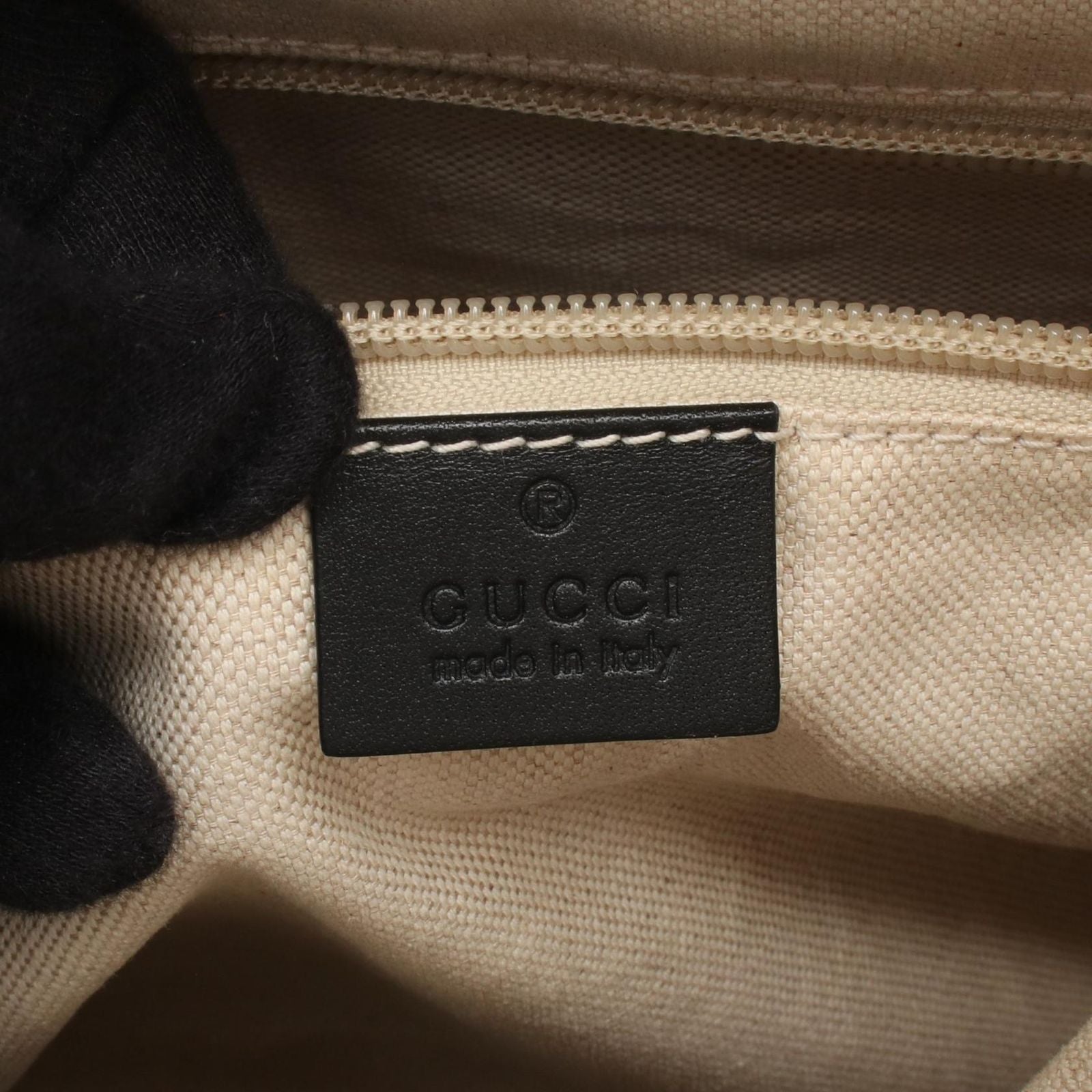 Gucci Shoulder Bag Diamante Beige Black Canvas Leather — view 4