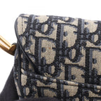 Dior Saddle Bag Oblique Navy Ivory Canvas Leather — view 7
