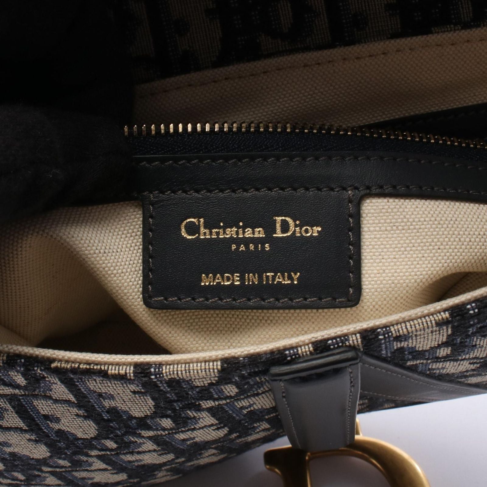 Dior Saddle Bag Oblique Navy Ivory Canvas Leather — view 4
