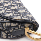 Dior Saddle Bag Oblique Navy Ivory Canvas Leather — view 6