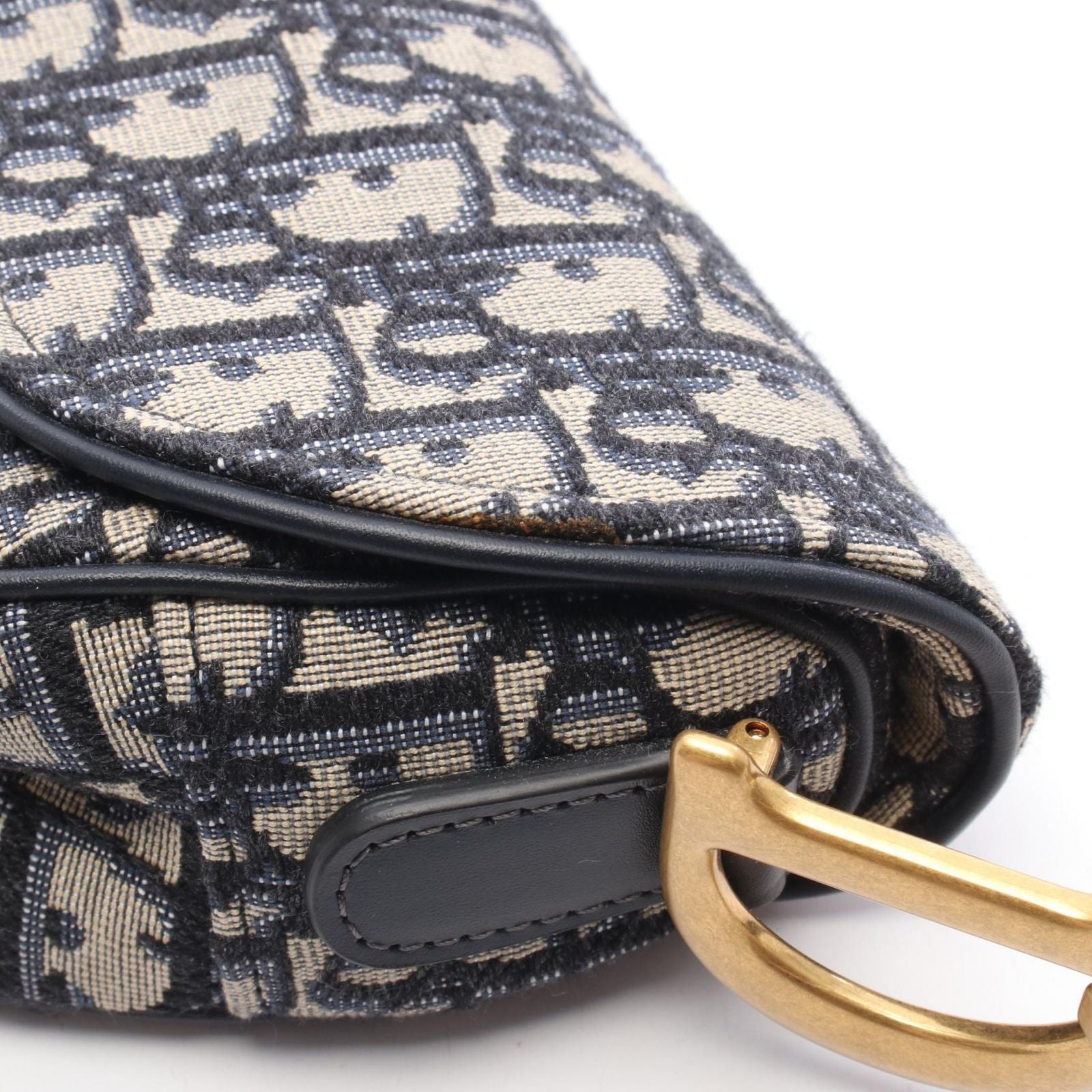 Dior Saddle Bag Oblique Navy Ivory Canvas Leather — view 6