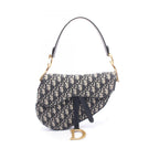 Dior Saddle Bag Oblique Navy Ivory Canvas Leather