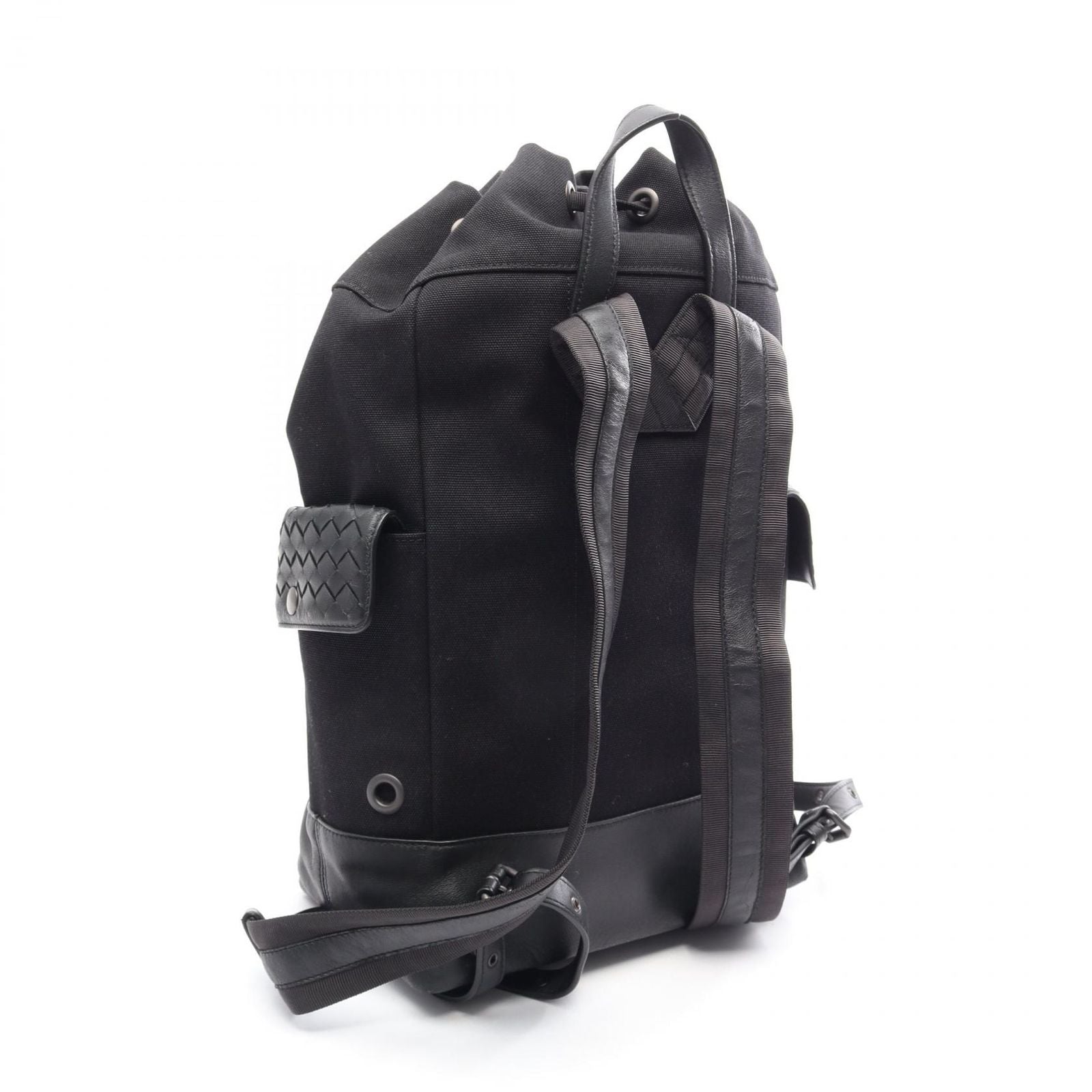 Bottega Veneta Backpack Intrecciato Black Gray White Canvas Leather — view 2