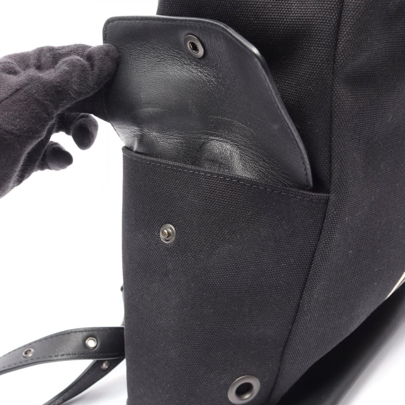 Bottega Veneta Backpack Intrecciato Black Gray White Canvas Leather — view 9