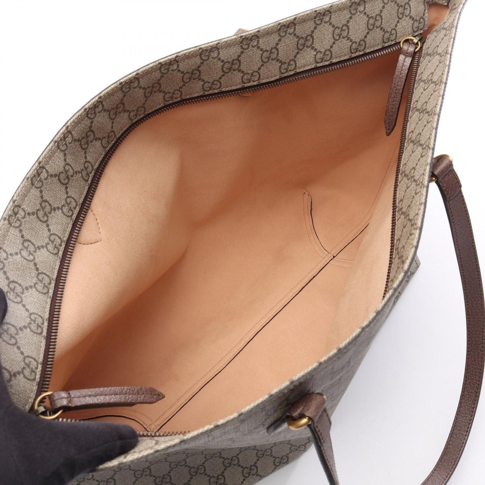 Gucci Tote GG Supreme Beige Brown Canvas Leather — view 3