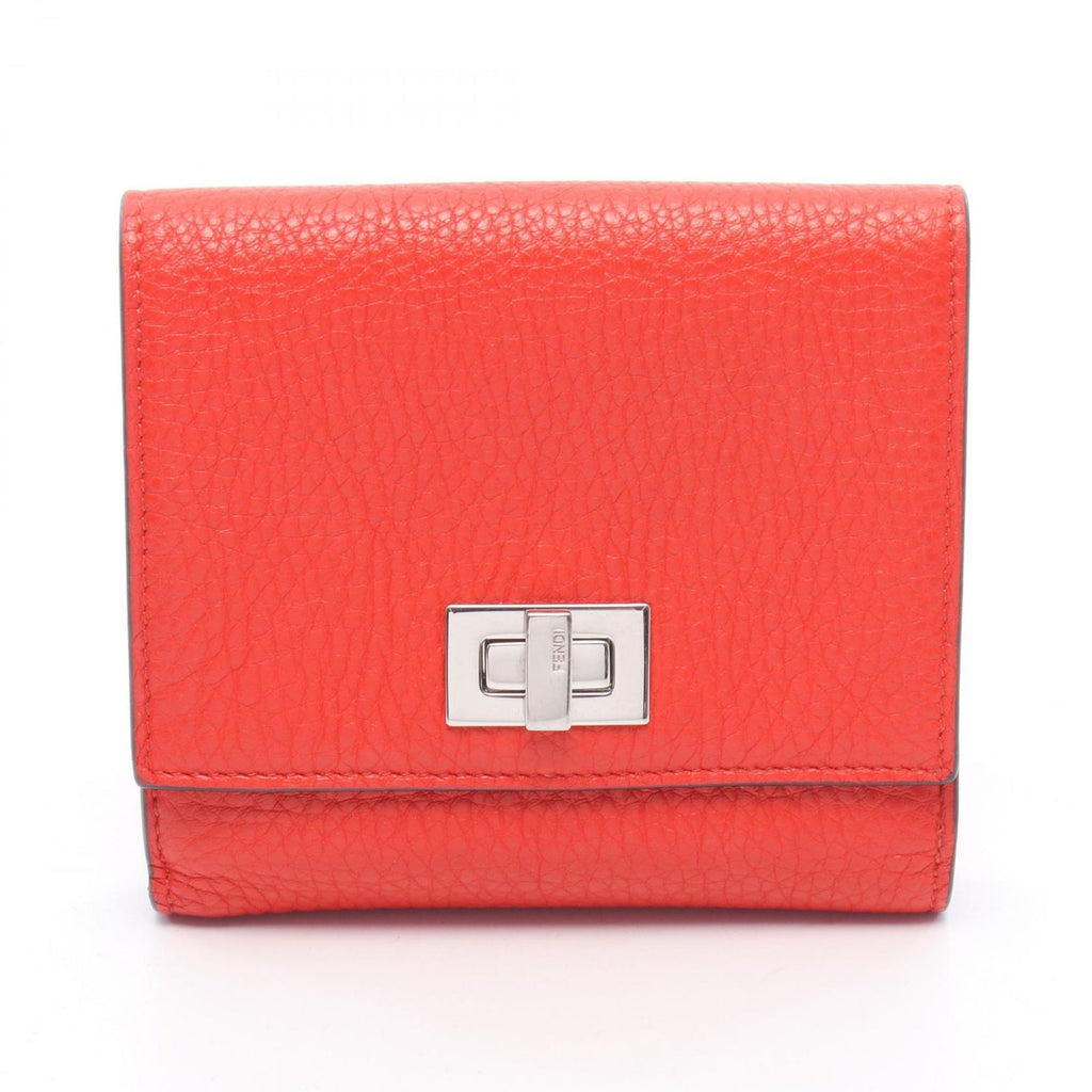 Fendi Bifold Wallet Peekaboo Red Leather