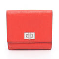 Fendi Bifold Wallet Peekaboo Red Leather