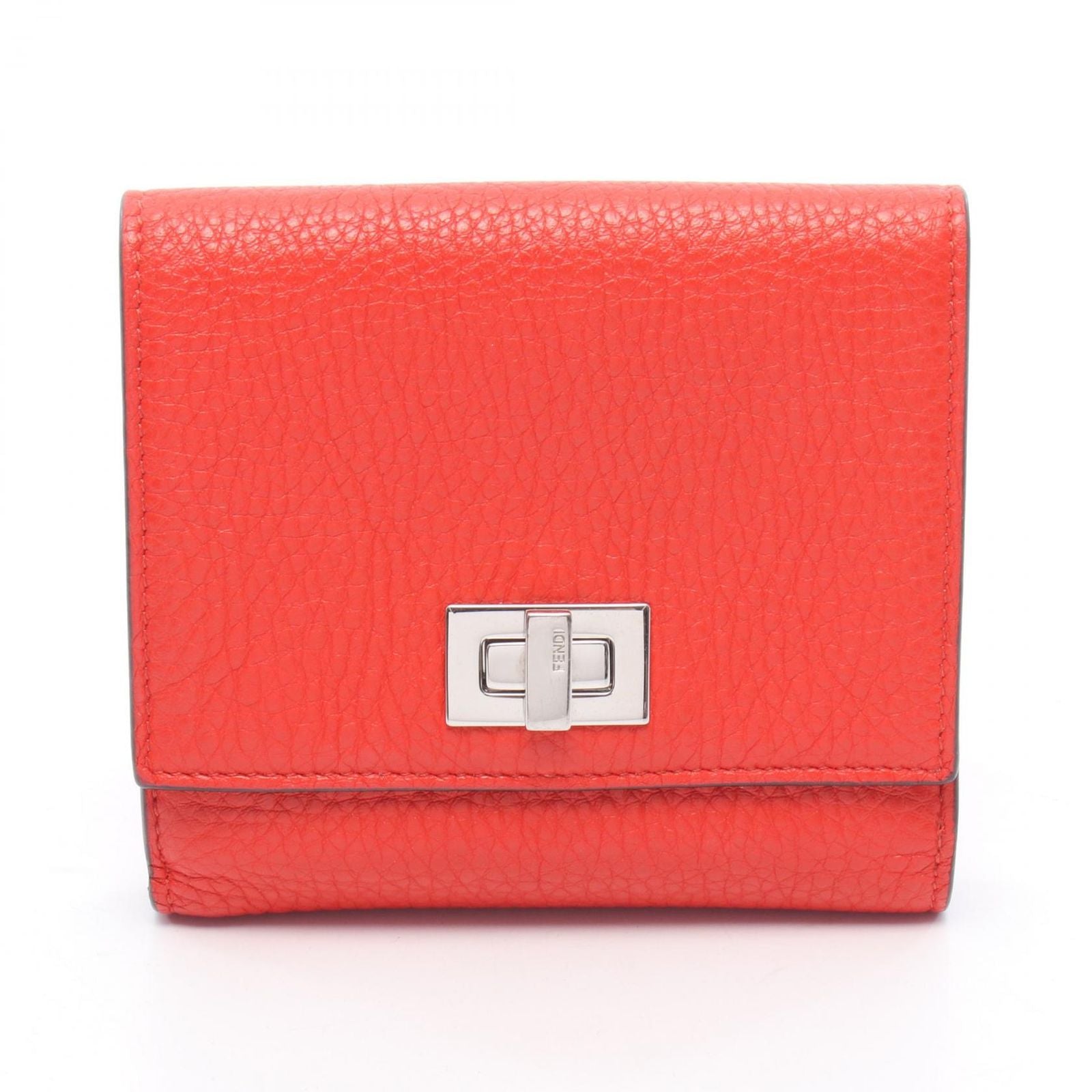 Fendi Bifold Wallet Peekaboo Red Leather