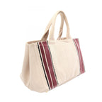 Prada Tote Canapa Beige Bordeaux Canvas — view 2