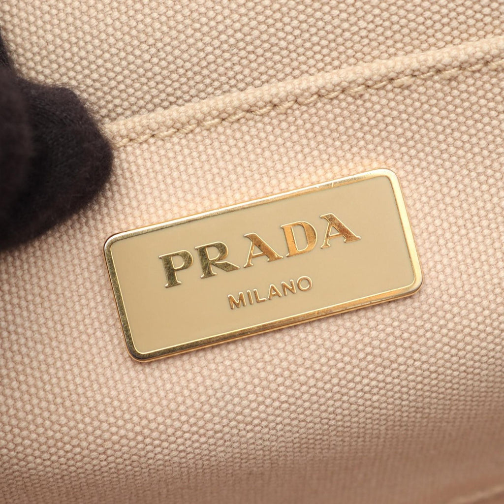 Prada Tote Canapa Beige Bordeaux Canvas — view 4
