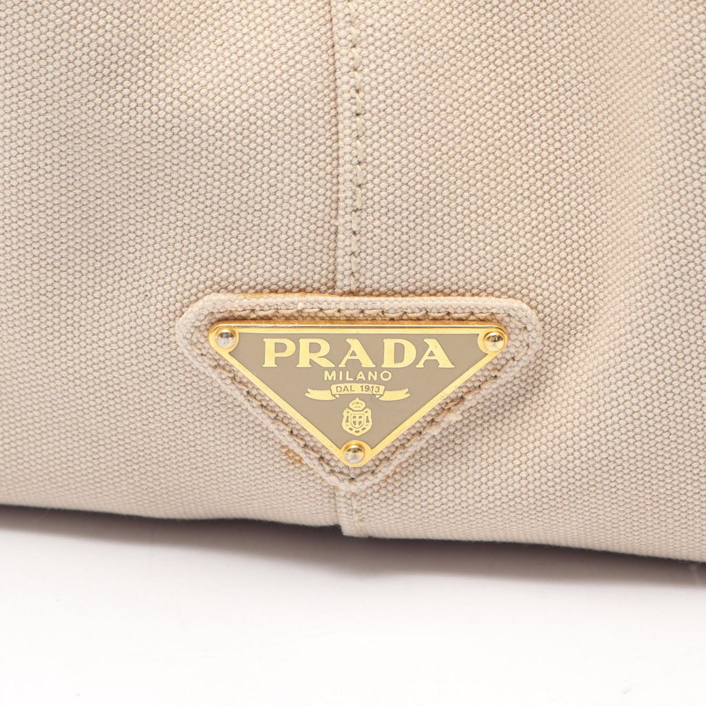 Prada Tote Canapa Beige Bordeaux Canvas — view 5