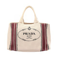 Prada Tote Canapa Beige Bordeaux Canvas