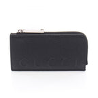 Gucci Coin Case Embossed Logo Card Black Leather