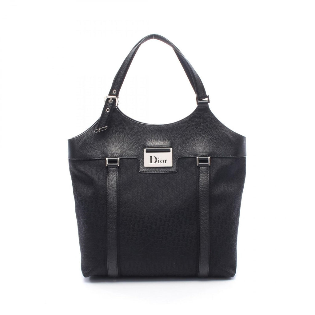 Dior Tote Street Chic Trotter Black Canvas Leather