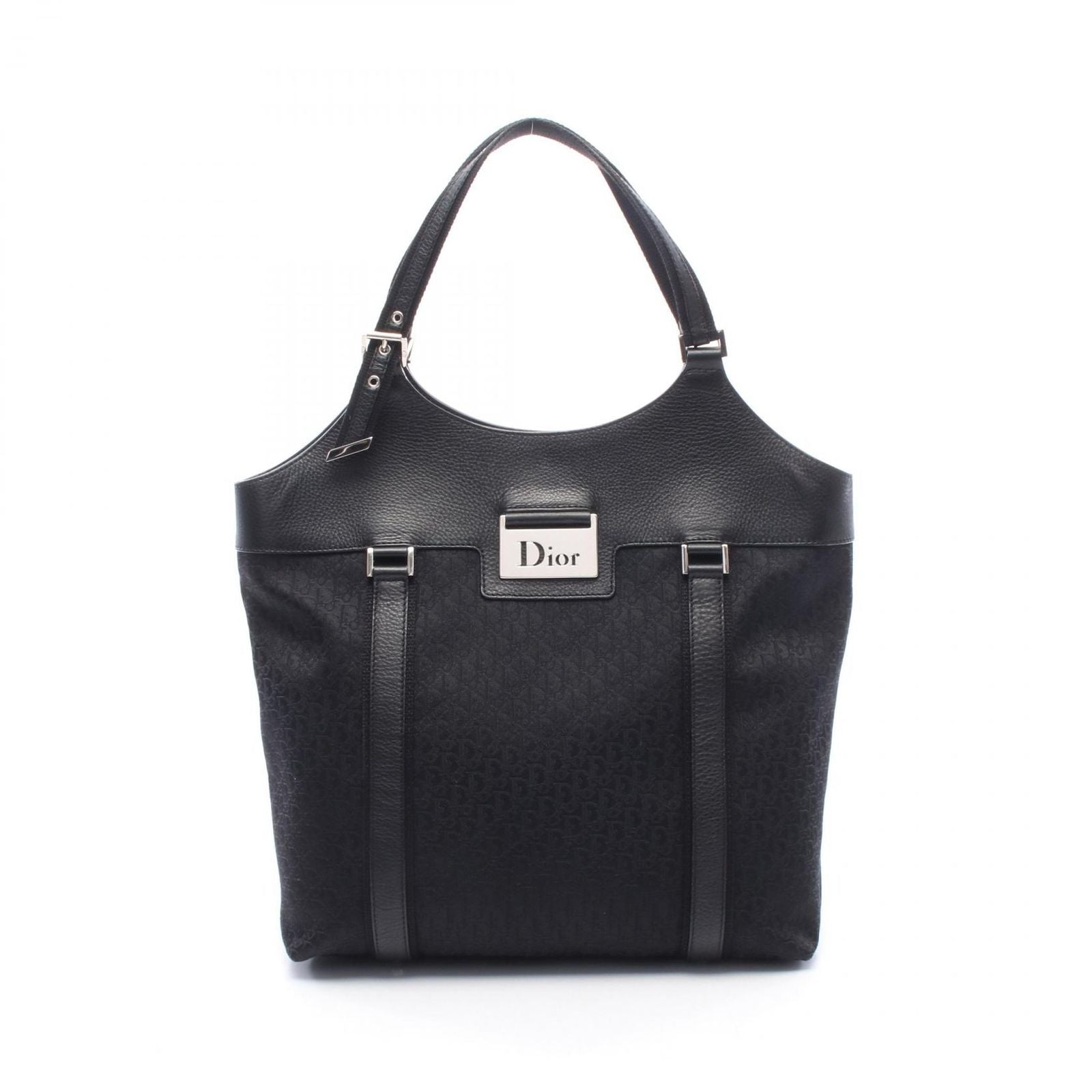 Dior Tote Street Chic Trotter Black Canvas Leather